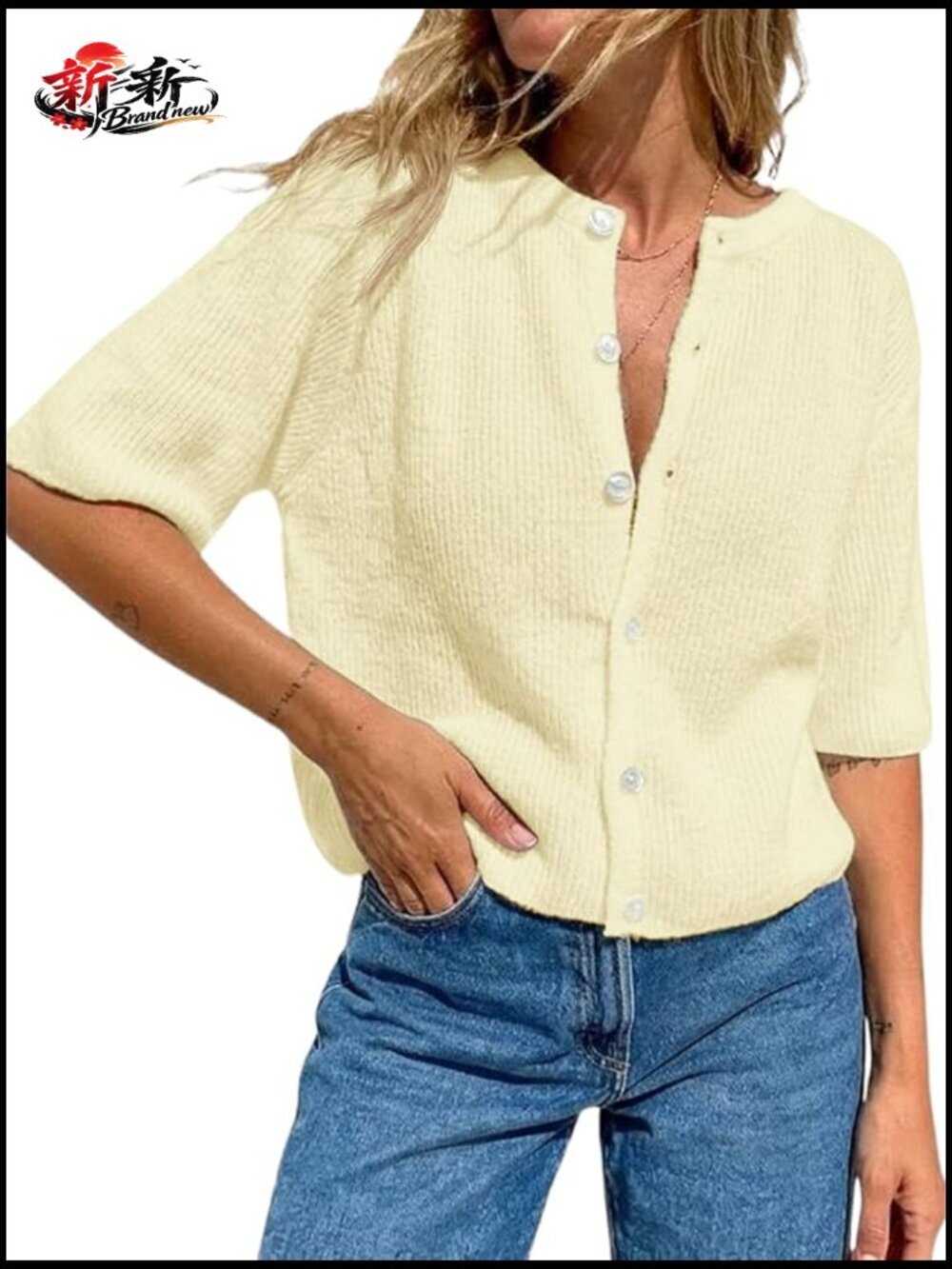Cropped Cardigan Sweaters Button Down Lightweight Knit Blouse Tops Summer Shirt